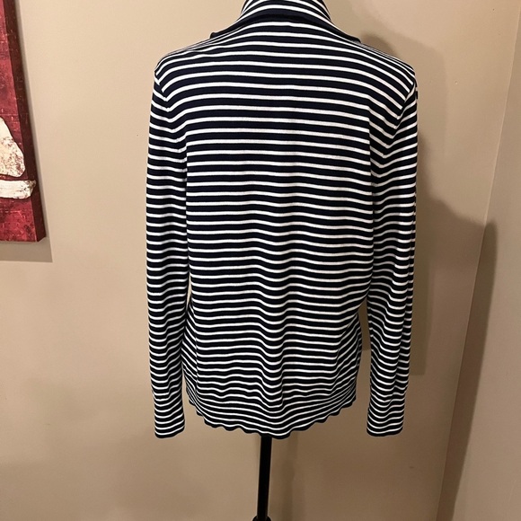 Talbots Nautical Navy & White Striped Sweater- Jacket, size L - Picture 3 of 4